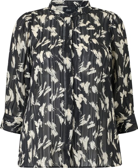 Zizzi Bluse Calucy 3/4 Shirt Svart