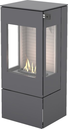 Nexo 100 platina frittstående biopeis med sideglass og ståldør Nexo 100 platina frittstående biopeis med sideglass og ståldør