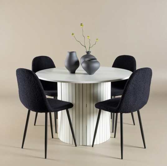 Venture Home Härön Spisegruppe 110 cm Rund med 4 Polar stoler Hvid/Sort