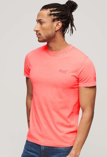 Superdry Essential Logo Emb Neon Tee Coral XXL