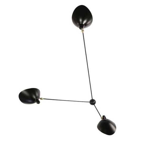 Serge Mouille Applique Araigne 3 Vegglampe Sort & Messing Fast