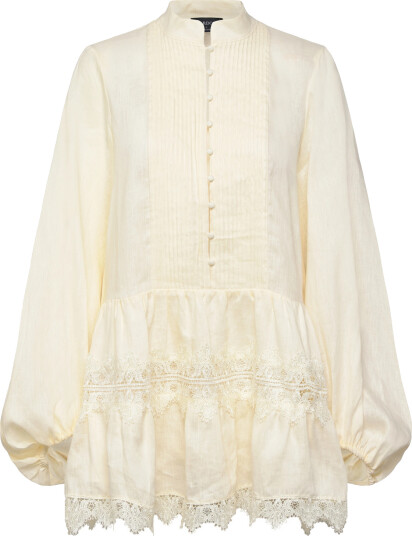 Bardot Antonia Lace Trim Mini Dress Cream 40
