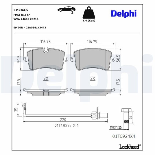Bremseklosser DELPHI LP2446 Bremseklosser DELPHI LP2446