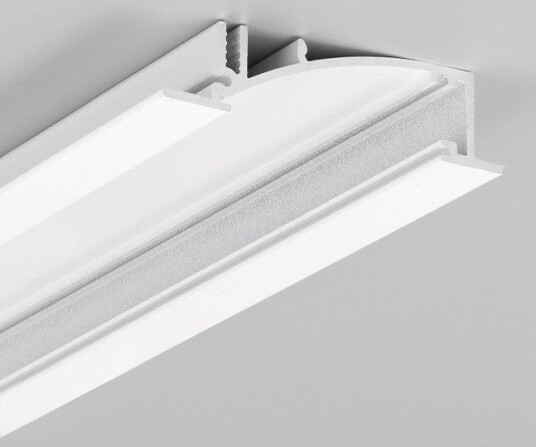 Topmet 2m aluprofil FLAT8 H/UX Hvit lakkert innbygget LED skinne Topmet 2m aluprofil FLAT8 H/UX Hvit lakkert innbygget LED skinne