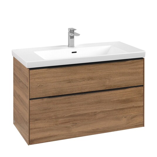 Villeroy & Boch Subway 3.0 Servantskap m/2 skuffer 973x576x478 mm Kansas Eik