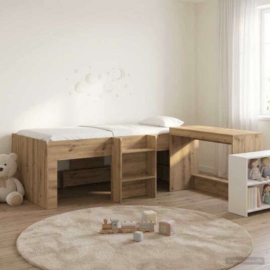  Barneseng med skrivebord Artisan eik 80 x 200 cm Konstruert tre