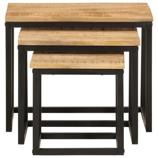 Stablebare salongbord 3 stk heltre mango og jern 8721012085619