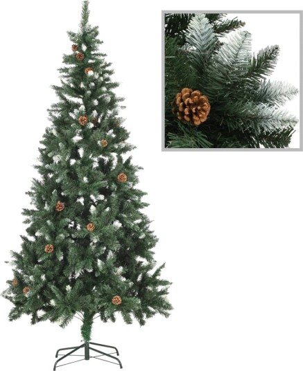 Kunstig juletre med furukongler og hvitt glitter 210 cm Kunstig juletre med furukongler og hvitt glitter 210 cm