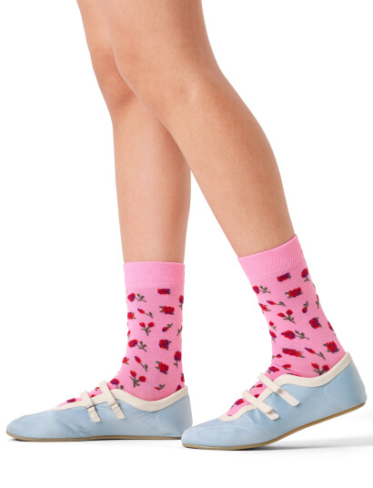 Happy Socks Roses Sock   Pink   36 40