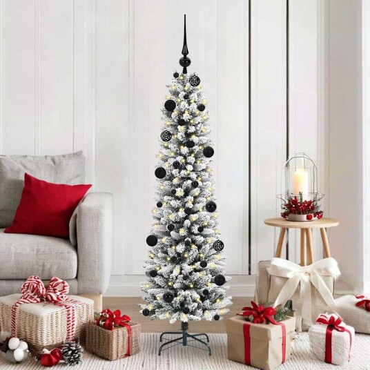 Kunstig juletre Grønn og hvit 150 cm PVC og Metall og Plast Kunstig juletre Grønn og hvit 150 cm PVC og Metall og Plast