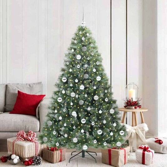 Kunstig juletre med 300 LED med stativ grønn 180 cm PE og PVC Kunstig juletre med 300 LED med stativ grønn 180 cm PE og PVC