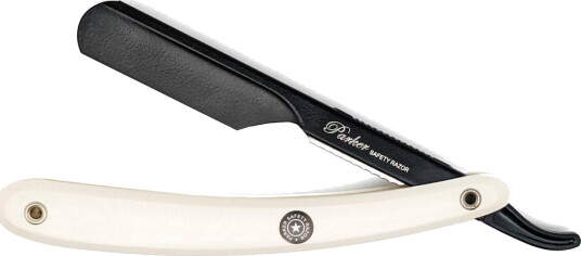 Parker Shaving White Abs Handle Push Type Black Blade Holder Barber/straight Razor Parker Shaving White Abs Handle Push Type Black Blade Holder Barber/straight Razor