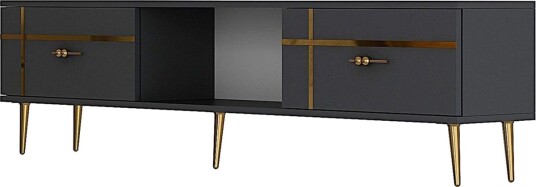 Safiya TV-benk 150 cm - Antrasitt/Gull