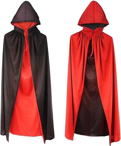 Halloween Vendbar Vampyrkappe med Hette Rød/Svart 125 cm TFRF