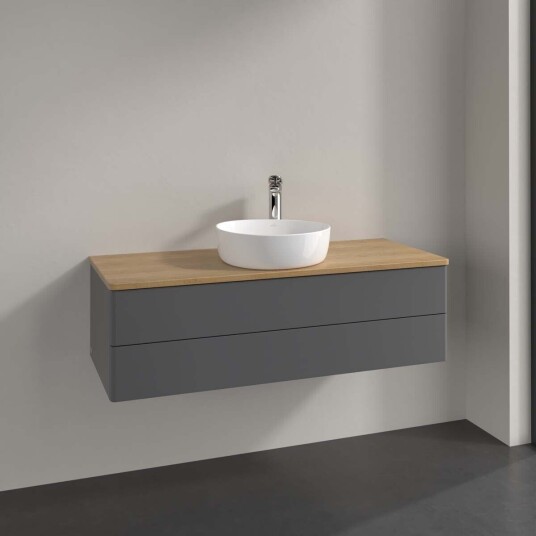 Villeroy & Boch  Antao Servantskap med 2 skuffer 120x50x36 cm m/lys Antrasitt/Eik