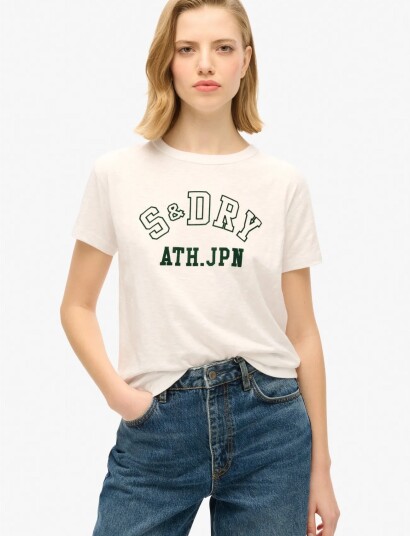 Superdry Athletic Graphic Fitted Tshirt Cream 38 Superdry Athletic Graphic Fitted Tshirt Cream 38