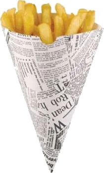 Pommes Frites Kræmmerhus B182xh182mm Papir Hvid/Newsprint,1000 Stk/Krt