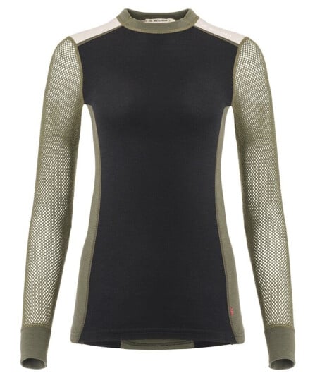 Aclima Woolnet Hybrid Crewneck W's Jet Black / Olive Night / Beige Mel M