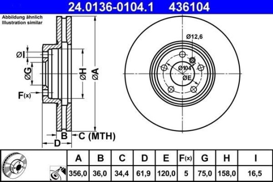 Bremseskive ATE 24.0136-0104.1