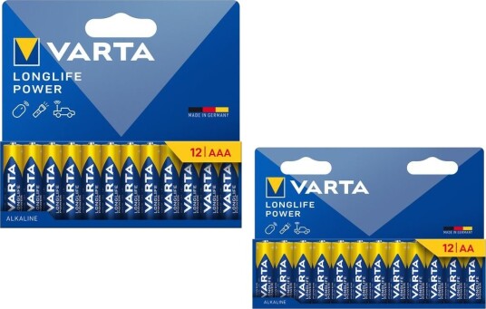 Varta Longlife Power 12-pakning AA-batterier LR06 + 12-pakning AAA-batterier LR3