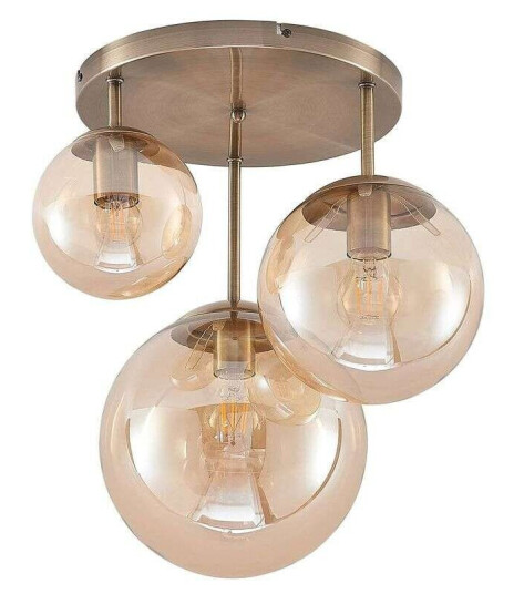 Lindby Teeja taklampe, 3 glassballer, rav Lindby Teeja taklampe, 3 glassballer, rav