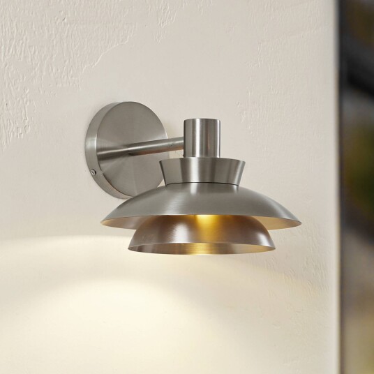 Lucande utendørs vegglampe Thais stål Ø 25 cm