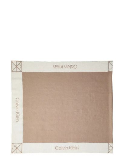 Calvin Klein Linen Blend Emblem Pareo Scarf Beige ONE SIZE