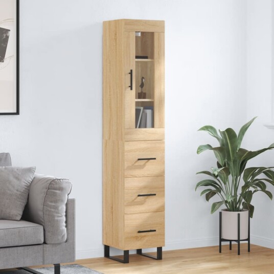 vidaXL Highboard sonoma eik 34,5x34x180 cm konstruert tre 8720845486822