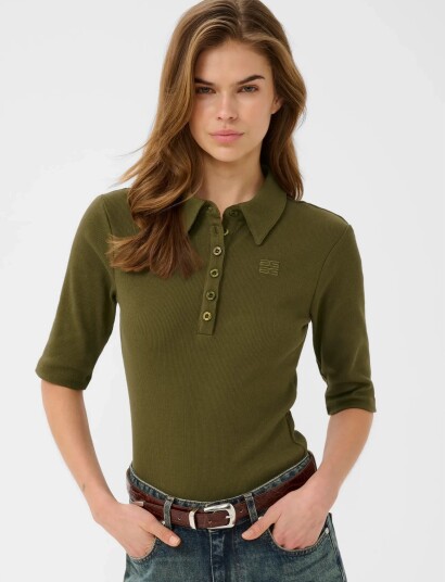 Gestuz Gzdrew Polo Top   Khaki green   XL