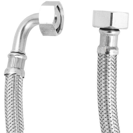 PEX TRYKKSLANGE TIL KABINETT 1/2" RETT X 1/2" VINKEL 120 CM