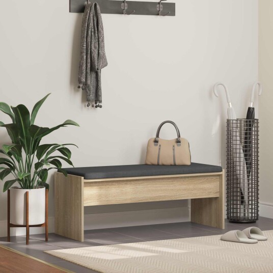 vidaXL Gangbenk med pute Sonoma eik 103 x 38 x 40 cm vidaXL Gangbenk med pute Sonoma eik 103 x 38 x 40 cm