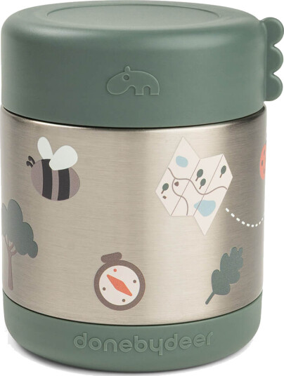 Done By Deer Insulated Food Jar Tiny Trails Green 300ml Silver Ø9x H 11cm Done By Deer Insulated Food Jar Tiny Trails Green 300ml Silver Ø9x H 11cm