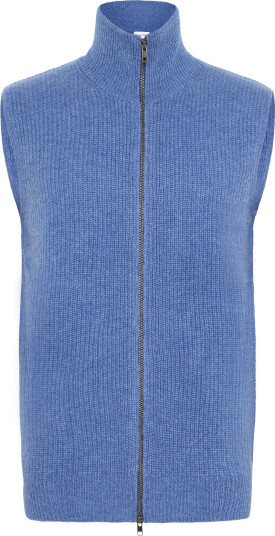 Davida Cashmere Man Zip Pockets Vest   Blue   M