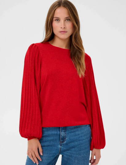 Kaffe Karegina Pleat Ls Pullover - Red - S Kaffe Karegina Pleat Ls Pullover - Red - S