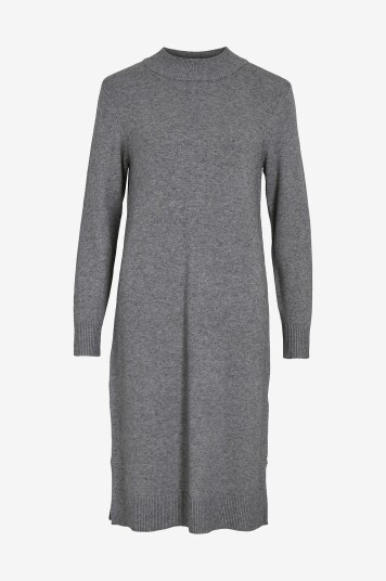 Vila - Kjole viRil Crew Neck L/S Midi Dress - Grå
