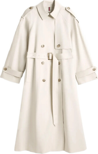 Tommy Hilfiger Oversized Cotton Trench Coat Cream XL