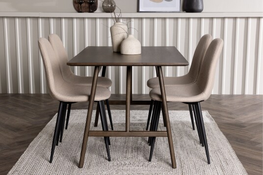 Venture Home Kaseidon Spisegruppe 120 cm Rektangulær med 4 Polar Stoler Beige