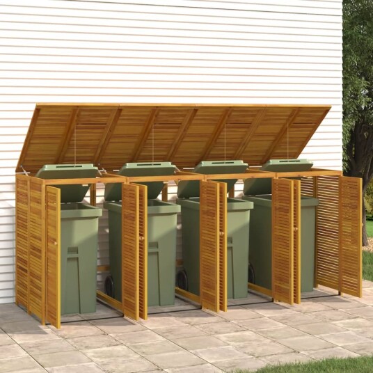 vidaXL Kvadruppelt søppeldunkskur 280x89x117 cm heltre akasie vidaXL Kvadruppelt søppeldunkskur 280x89x117 cm heltre akasie