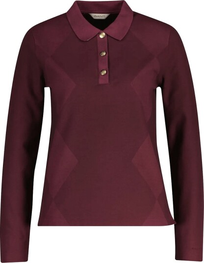 Gant Reg Argyle Ls Pique Polo Burgundy XS