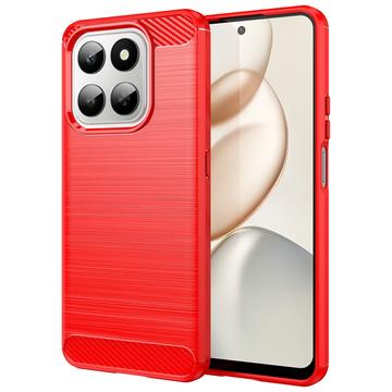 Honor 400 Smart/X7d 4G børstet TPU deksel   karbonfiber Rød