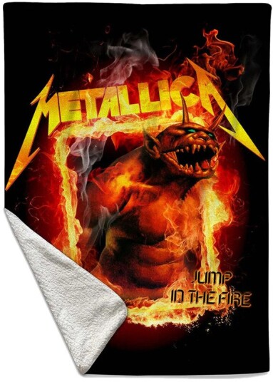 Rocksax Metallica Jump in the Fire Sherpa Fleece Throw 50 in x 60 in 78899314