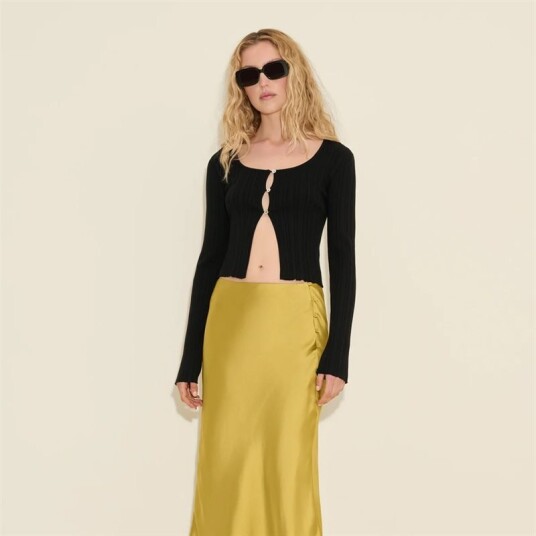 Holzweiler Uneven Rib Knit Cardigan Black