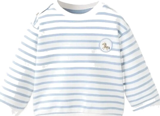 Mango Striped Cotton Blend Sweatshirt Blue 3 6M
