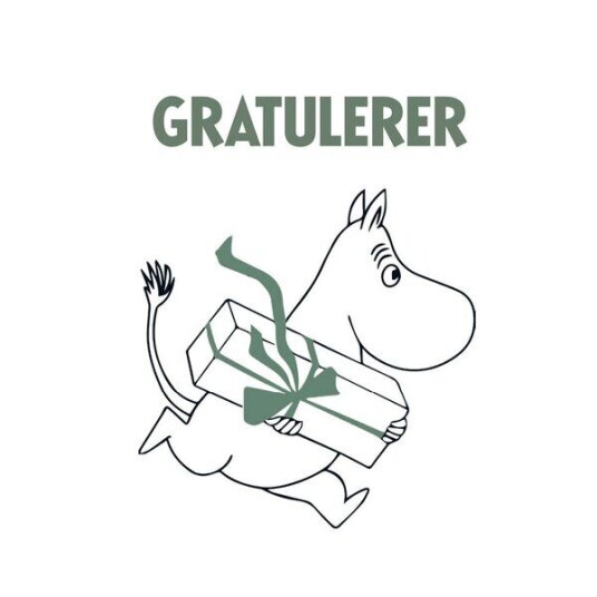 Moomin Mummi kort dobbelt 75x75 cm Gratulerer hvit/grønn