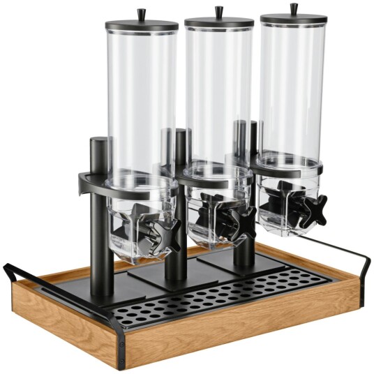 VEGA Müslidispenser Esino trippel GN 1/1 Størrelse GN 1/1 61.9x38.6x56.2 cm (LxBxH) Eik/Svart/Stålgrå Rektangulær