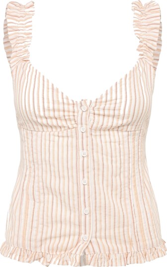 Gina Tricot Seersucker Frill Top Cream M
