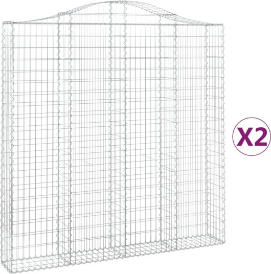 vidaXL Gabionkurver buede 2 stk 200x30x200/220 cm galvanisert jern