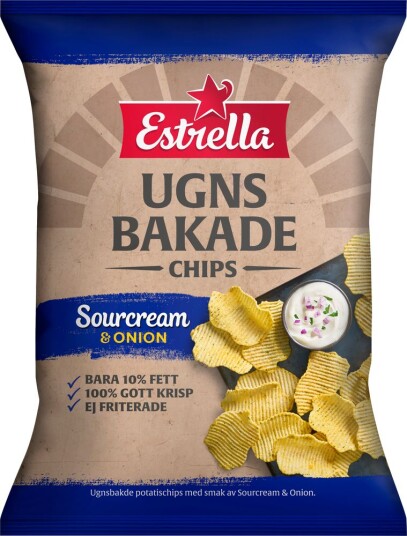 Estrella Ugnsbakade Sour Cream & Onion 125g Estrella Ugnsbakade Sour Cream & Onion 125g