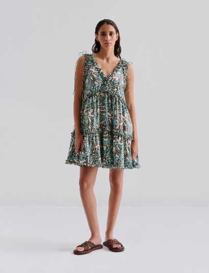 Malina Arabella Frill Detailed Mini Dress - Multi/patterned - XL