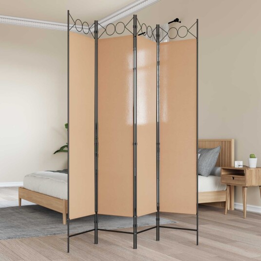 vidaXL 4-panel romdeler Beige 160 x 200 cm Stoff